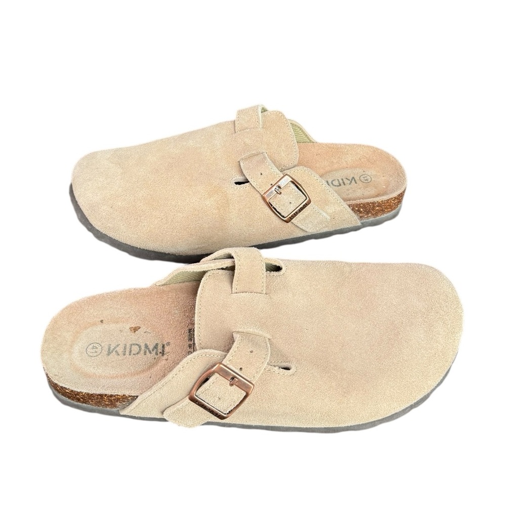 KIDMI genuine suede clogs with a cork footbed and adjustable buckle Size 41/9